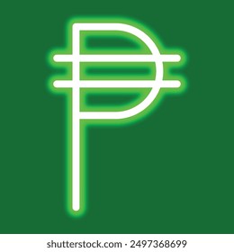 Peso currency symbol with green neon light effect