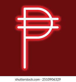 Peso currency symbol with red neon light effect