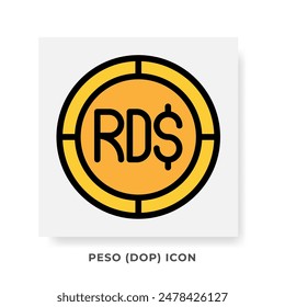 Peso DOP Currency Icon. Dominican Republic Financial Symbol Flat Icons, in Golden Color Graphic Design. Vector Illustrations.