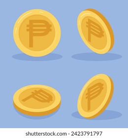 Peso gold coin cartoon illustration