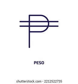 peso icon from cryptocurrency collection. Thin linear peso, currency, finance outline icon isolated on white background. Line vector peso sign, symbol for web and mobile