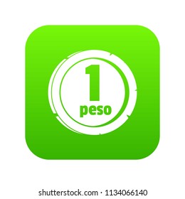 Peso icon green vector isolated on white background