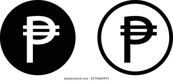 Peso icon set in two styles . Cuba peso icon . Vector