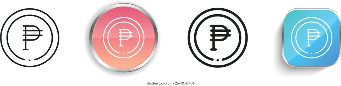 peso icon. Thin Linear, Regular and Button Style Design Isolated On White Background