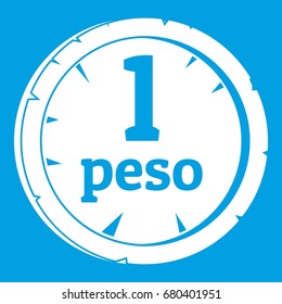 Peso icon white isolated on blue background vector illustration