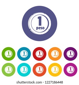 Peso icons color set vector for any web design on white background
