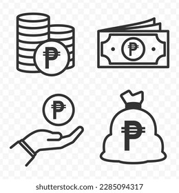 Peso icons set money icon vector image on transparent background (PNG).