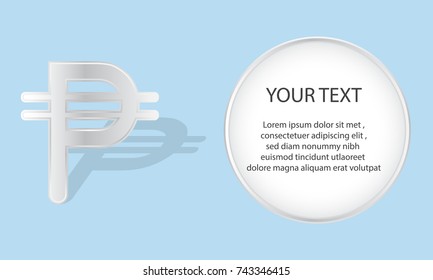 Peso long shadow and circle frame space on blue background.vector ,illustration.