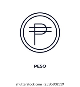 peso  outline icon. Linear vector from cryptocurrency concept. Thin line peso  icon isolated on white background