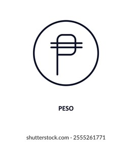 peso outline icon.  Thin line icon from cryptocurrency collection. Editable vector isolated on white background