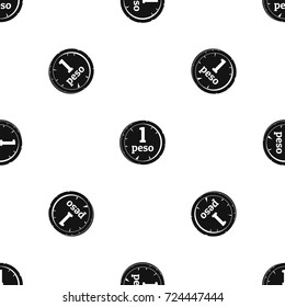 Peso pattern repeat seamless in black color for any design. Vector geometric illustration
