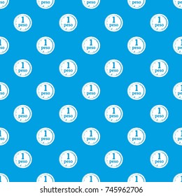 Peso pattern repeat seamless in blue color for any design. Vector geometric illustration