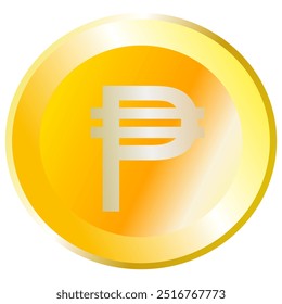 Peso Philippines Currency Symbol Gold Coin, Vector, PNG, Transparent Background