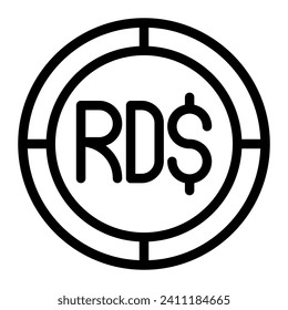 Peso RDS Symbol. Umriss-RDS-Vektorsymbol für Webdesign einzeln auf weißem Hintergrund