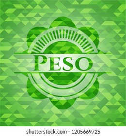 Peso realistic green mosaic emblem