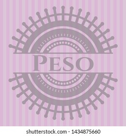 Peso realistic pink emblem. Vector Illustration. Detailed.