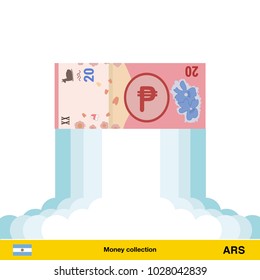 Peso rising as a rocket. Increase of peso on international financial markets.  Peso banknote.