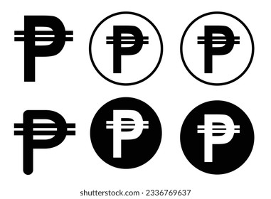 Peso sign set. philippine money coin symbol.