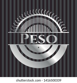 Peso silver shiny emblem]. Vector Illustration. Mosaic.