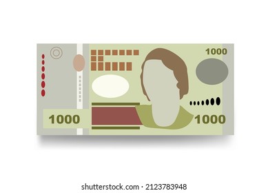 Peso Uruguayo Vector Illustration. Uruguay money set bundle banknotes. Paper money 1000 UYU. Flat style. Isolated on white background. Simple minimal design.