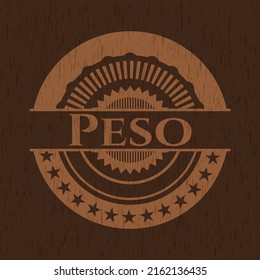 Peso wooden emblem. Vintage. Vector Illustration. 