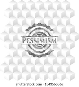 Pessimism grey emblem with cube white background