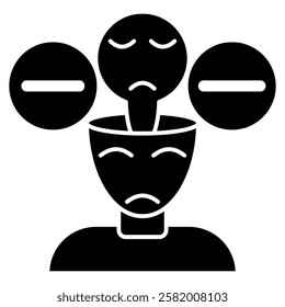 Pessimism Icon - Black Filled Style - Cognitive Biases Theme