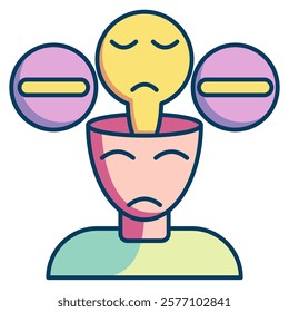 Pessimism Icon - Lineal Color Style - Cognitive Biases Theme