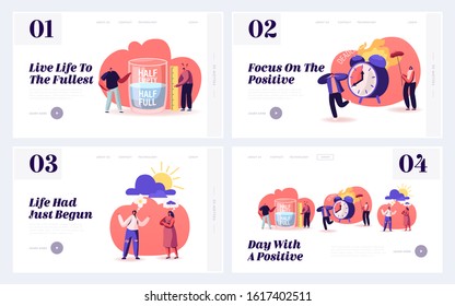 Pessimism Optimism Life Attitude Website Landing Page. People with Positive and Negative Thinking Communicate and Express Point of View. Contradictory Web Page Banner. Cartoon Flat Vector Illustration