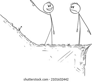 Pessimism and optimism,optimist and pessimist, way down and up.Vector cartoon stick figure or character illustration.