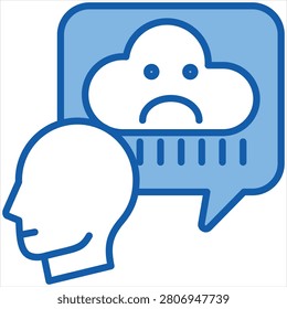 Pessimism Single Icon Blue White