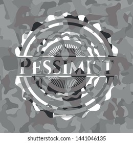 Pessimist on grey camo texture
