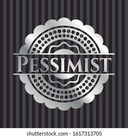 Pessimist silvery badge or emblem. Vector Illustration. Mosaic.