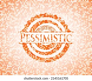 Pessimistisches abstraktes orangefarbenes Mosaikzeichen mit Hintergrund 