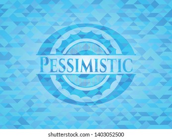 Pessimistic light blue emblem. Mosaic background