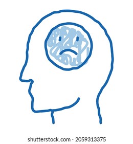 pessimistic person sketch icon vector. Hand drawn blue doodle line art pessimistic person sign. isolated symbol illustration
