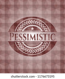 Pessimistic red seamless emblem with geometric pattern background.