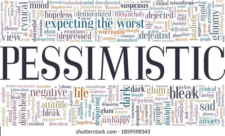 Pessimistic vector illustration word cloud isolated on a white background.
