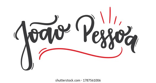 João Pessoa. Brazilian City. Brazilian Portuguese Hand Lettering Calligraphy for City on Paraiba. Vector.