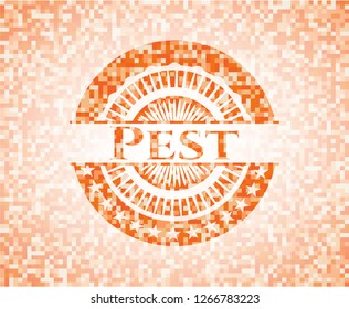 Pest abstract orange mosaic emblem