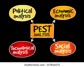 PEST analysis mind map, political, economic, social, technological