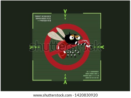 Pest control or anti mosquito icon for insect repellent product labels or hospital awareness posters. Editable clip art. 