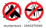 Pest Control, antifly, antimosquito (destruction of parasites, insects, fly, mosquito, insect, toxicity, prohibition, vector, black outline, white background)