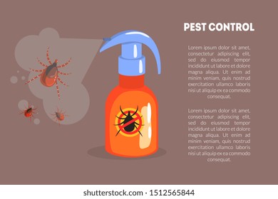 Pest Control Banner Template with Spray Insecticide and Space for Text Vector Illustration