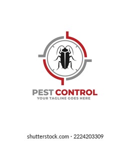 Pest control cockroach logo design vector