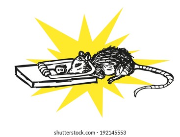 Pest Control Concept. Dead Mouse Vector Outline