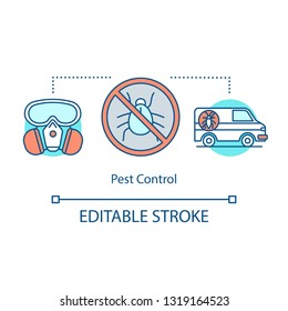 Pest control concept icon. Extermination idea thin line illustration. Animal, insect repellents. Pesticide. Insecticide. Vector isolated outline drawing. Edtable stroke