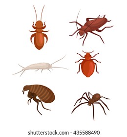 Schädlingsbekämpfungskonzept mit Insektenexterminator Silhouette flache Vektorillustration