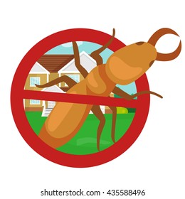 Pest control concept with insects exterminator silhouette flat vector illustration