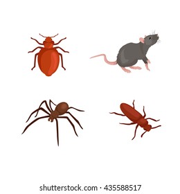 Pest control concept with insects exterminator silhouette flat vector illustration